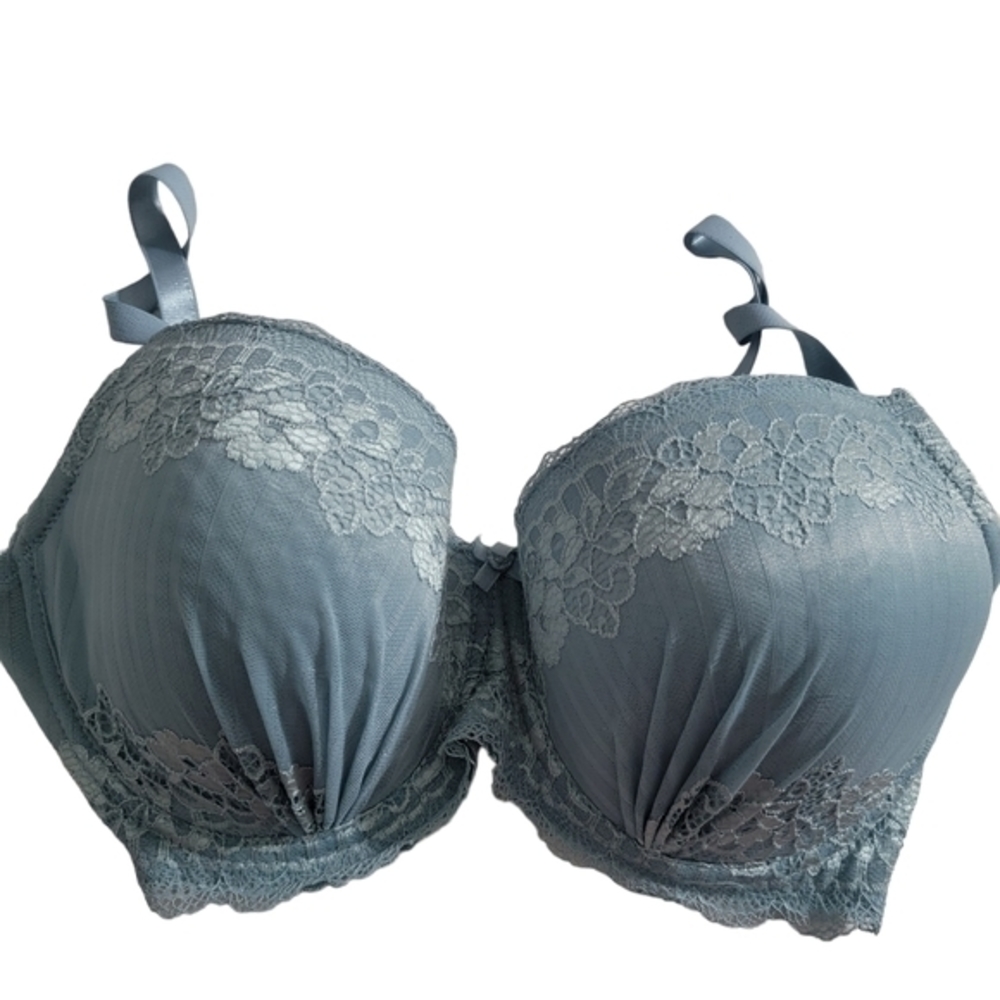 Sophie b. Padded bra size 38DD pleated lace light blue‎ baby blue